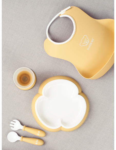 BabyBjorn - Set hranire: farfurie, lingurita, furculita, pahar