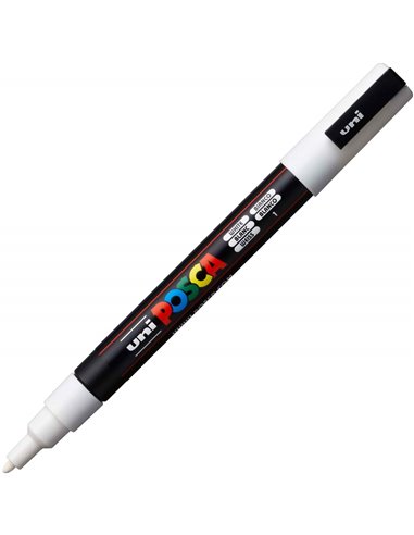 Marker UNI Posca PC-3M, varf 0.9 - 1.3 mm, Alb