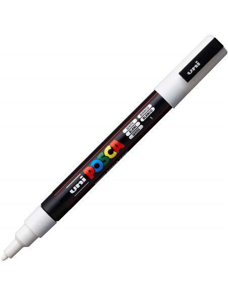 Marker UNI Posca PC-3M, varf 0.9 - 1.3 mm, Alb