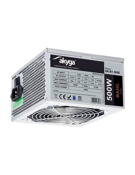 Sursa alimentare Akyga Basic ATX Power Supply 500W AK-B1-500E Fan12cm P4 3xSATA