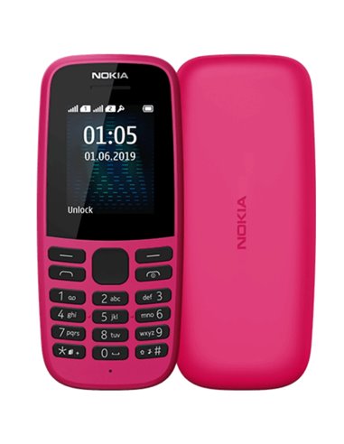 Telefon cu butoane, NOKIA 105, dual sim, 4 MB, 2G, roz