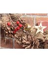 Ghirlanda Craciun artificiala cu conuri de pin, fructe de padure, clopotei si stele, 1.35 m