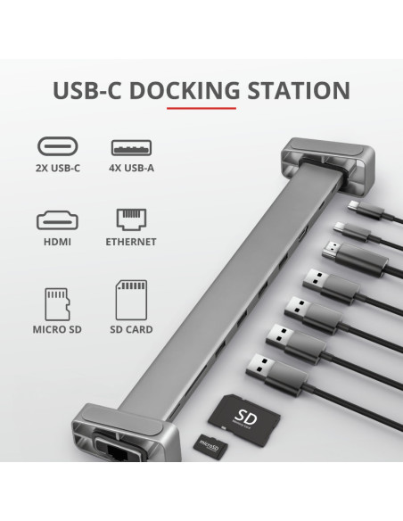 HUB extern TRUST, porturi USB USB 3.2 x 4, USB 3.2 Type-C x 2