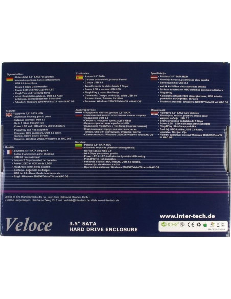 Rack HDD Inter-Tech Veloce GD-35612 3.5 inch USB 3.0