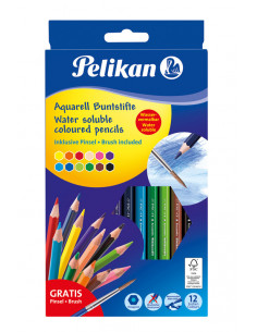 700672,Creioane Color Solubile In Apa, Set 12 Culori, Sectiune Hexagonala Pelikan