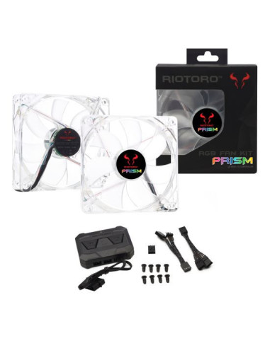 Set 2 ventilatoare Riotoro Prism 120mm iluminare