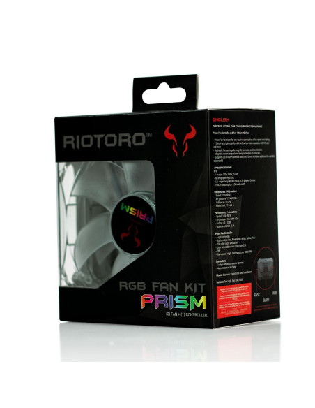 Set 2 ventilatoare Riotoro Prism 120mm iluminare