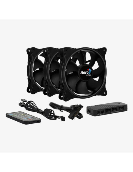 Set 3 ventilatoare Aerocool Eclipse Pro 120mm iluminare