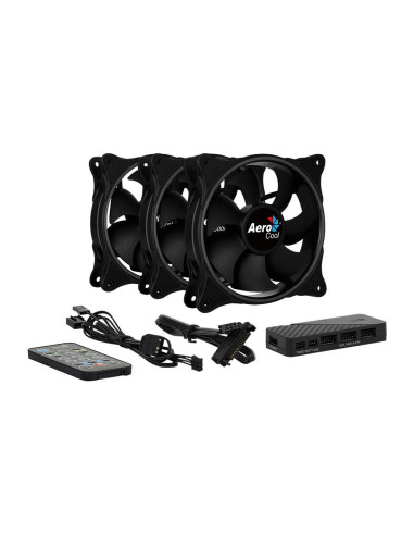 Set 3 ventilatoare Aerocool Eclipse Pro 120mm iluminare