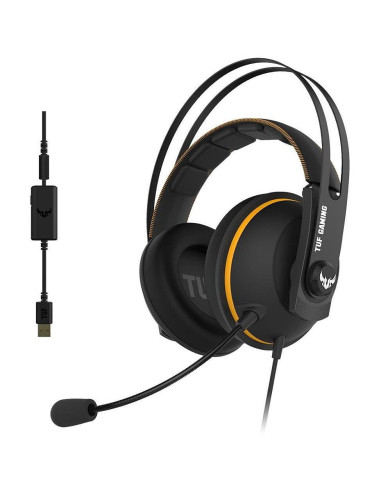 Casti gaming ASUS TUF H7 negre cu galben,90YH01MY-B8UA00