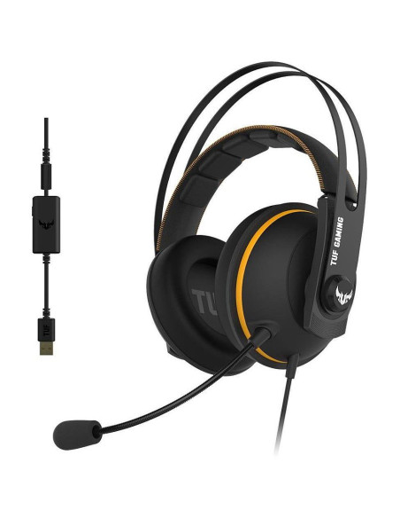 Casti gaming ASUS TUF H7 negre cu galben,90YH01MY-B8UA00
