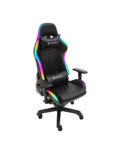 Scaun gaming Inaza Rainbow negru iluminare RGB,RBW01-BK