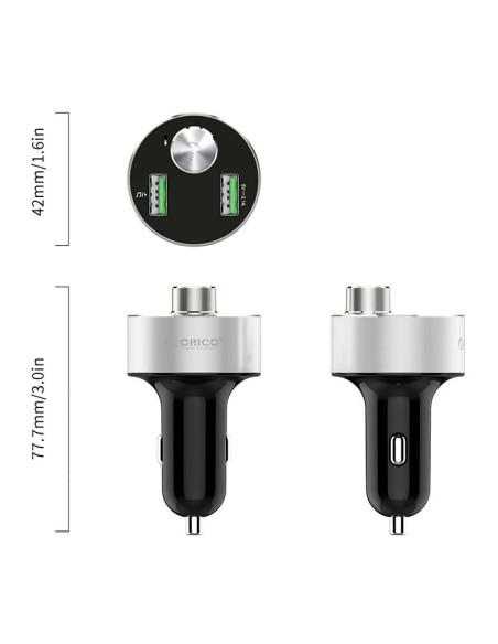 Incarcator auto Orico UBT-2U 15.5W argintiu,UBT-2U-SV