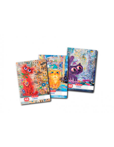 Caiet A5, 48F, 70G/Mp, Patratele, Motiv Crazy Cats Herlitz Caiet A5, 48F, 70G/Mp, Patratele, Motiv Crazy Cats Herlitz