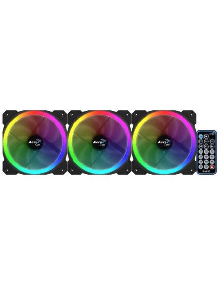 Set 3 ventilatoare Aerocool Orbit RC 120mm iluminare