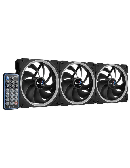 Set 3 ventilatoare Aerocool Orbit RC 120mm iluminare