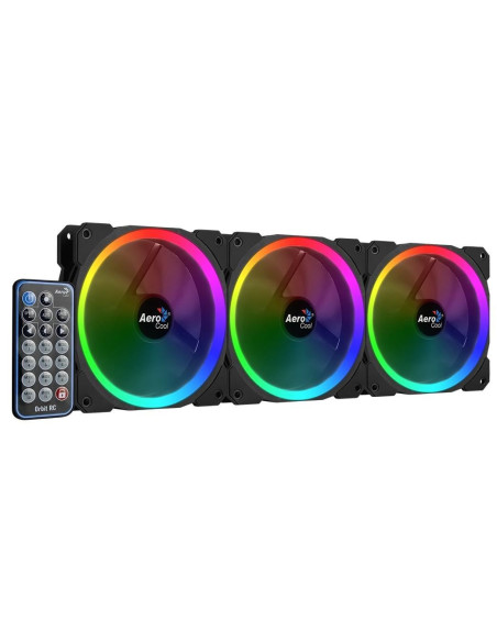 Set 3 ventilatoare Aerocool Orbit RC 120mm iluminare