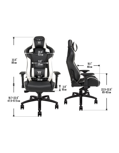 Scaun gaming Thermaltake X Fit negru cu alb,GGC-XFI-BBLFDL-01