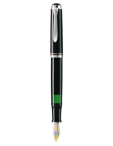 924563,Stilou Souveran M405 M Penita Aur 14K Placat Cu Paladiu, Corp Negru Pelikan