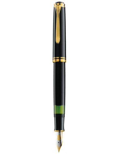 986141,Stilou Souveran M800 F, Penita Aur 18K, Accesorii Placate Cu Aur, Corp Negru Pelikan