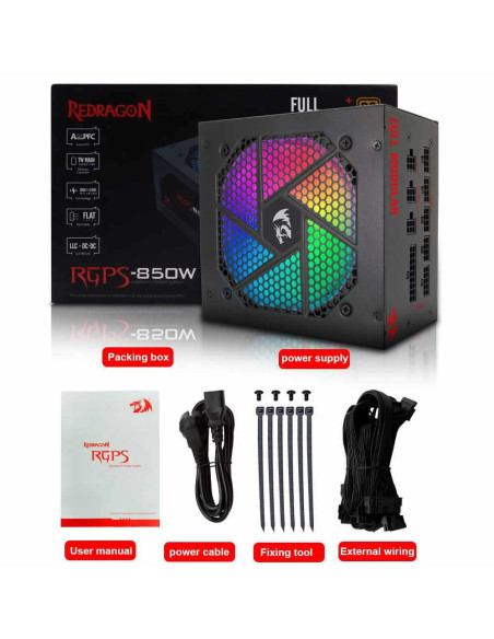 Sursa full modulara Redragon RGPSG850W 850W iluminare