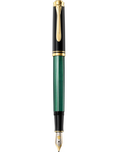 901827,Stilou Souveran M300 F, Penita Aur 14K, Accesorii Placate Cu Aur, Corp Negru-Verde Pelikan