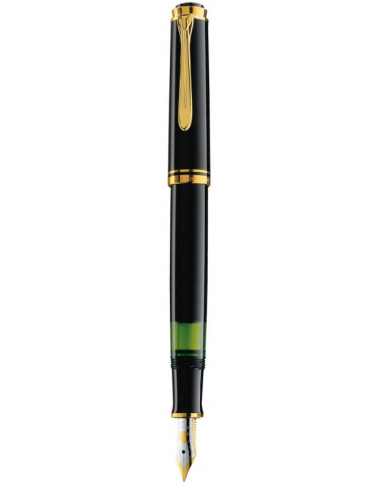 985499,Stilou Souveran M400 M, Penita Aur 14K, Accesoriile Placate Cu Aur, Corp Negru Pelikan