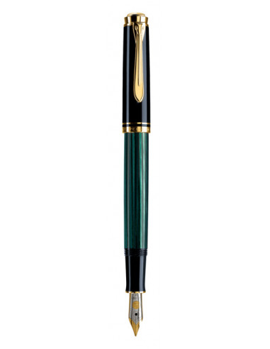 901843,Stilou Souveran M300 B, Penita Aur 14K, Accesorii Placate Cu Aur, Corp Negru-Verde Pelikan