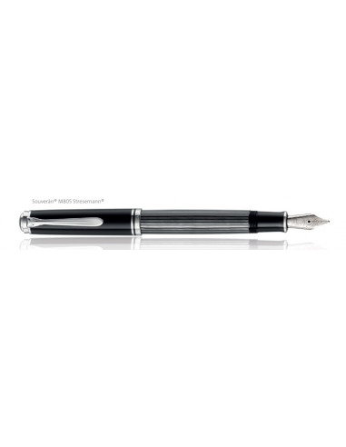 803731,Stilou Souveran M405 Stresemann F, Penita Aur 14K, Accesorii Placate Cu Paladiu, Corp Antracit/Dungi Pelikan