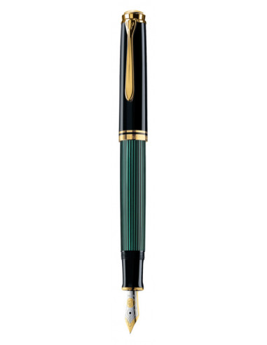979435,Stilou Souveran M600 Ef, Penita Aur14K, Accesorii Placate Cu Aur, Corp Negru-Verde Pelikan