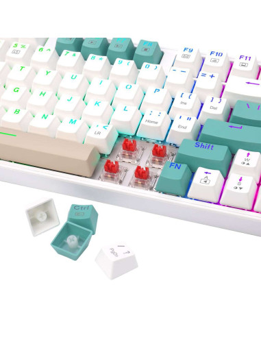 Tastatura gaming mecanica Redragon Kitava alba cu verde