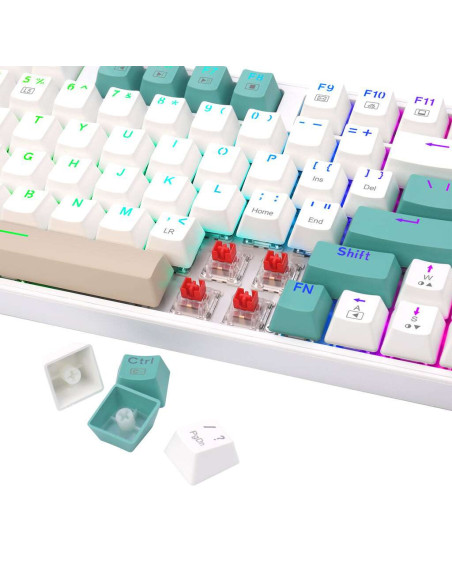 Tastatura gaming mecanica Redragon Kitava alba cu verde