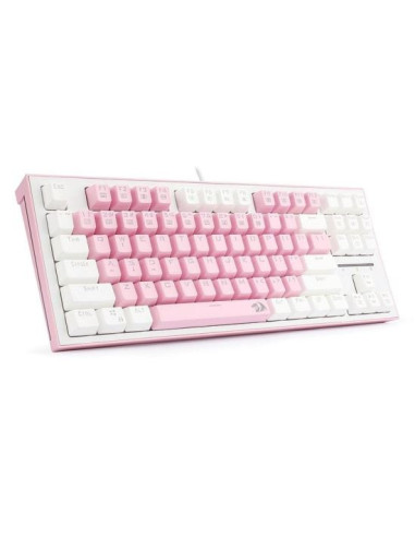 Tastatura gaming mecanica Redragon Bes alba cu roz iluminare