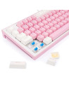 Tastatura gaming mecanica Redragon Bes alba cu roz iluminare