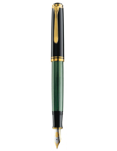 986547,Stilou Souveran M800 B, Penita Aur18K, Accesorii Placate Cu Aur, Corp Negru-Verde Pelikan