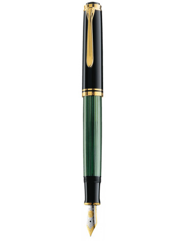 979468,Stilou Souveran M600 B, Penita Aur14K, Accesorii Placate Cu Aur, Corp Negru-Verde Pelikan
