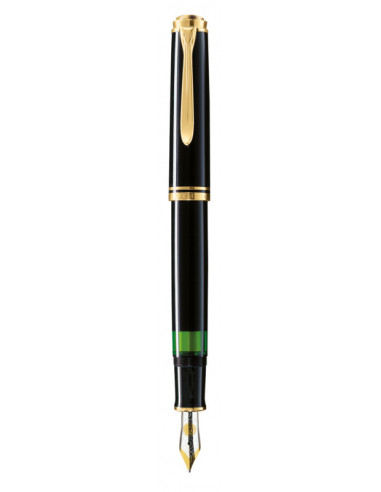 979542,Stilou Souveran M600 Ef, Penita Aur 14K, Accesoriile Placate Cu Aur, Corp Negru Pelikan