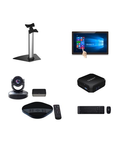 Sistem videoconferinta All in One cu Display LED 15.6" Touch THD 1562, stand de masa, Mini PC, SV 3100 si Kit logitech