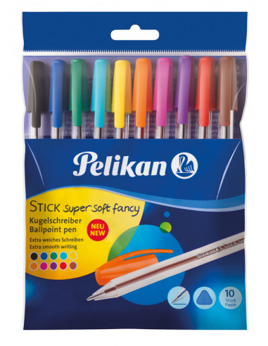 811798,Pix Stick Super Soft Fancy, Unica Folosinta, Capac In Culoarea Minei, Set De 10 Culori, In Polybag Pelikan