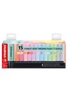 SW7015-02,Set Textmarkere Stabilo Boss Original, culori asortate pastel cu suport de birou, 15 buc/set