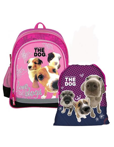 Set scoala The Dog - Ghiozdan si sac incaltaminte Set scoala The Dog - Ghiozdan si sac incaltaminte