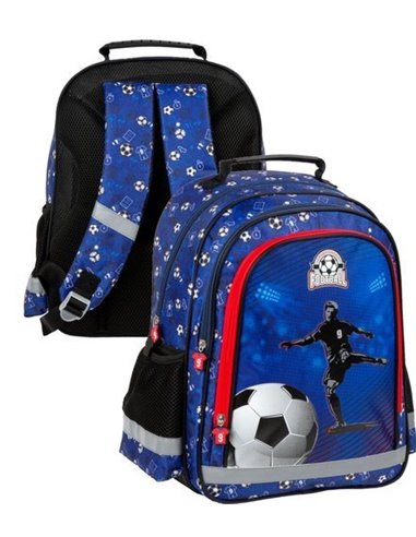 Ghiozdan scoala Derform, motiv Fotbal, 38 x 28 x 17 cm
