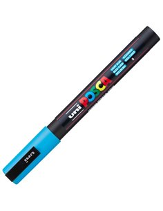 Marker UNI Posca PC-3M, varf 0.9 - 1.3 mm, Albastru Deschis 2