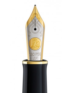 999516,Penita Ef Din Aur De 18K/750 Ornament Din Rodiu Pentru Stilou M1000 Bicolora Pelikan