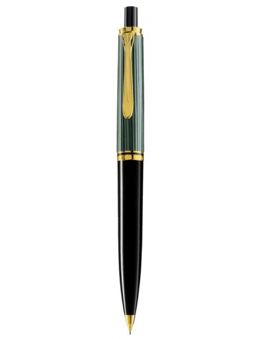 985382,Creion Mecanic Souveran D400, 0.7 Mm, Accesorii Placate Cu Aur, Corp Negru-Verde Pelikan
