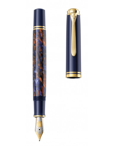 810074,Stilou Souveran M800 F, Penita Aur 18K, Accesorii Placate Cu Aur, Corp Stone Garden Pelikan