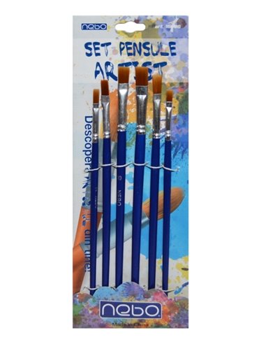 Set 6 pensule pentru pictura Nebo, Varf Tesit