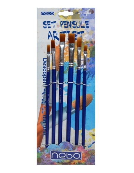 Set 6 pensule pentru pictura Nebo, Varf Tesit