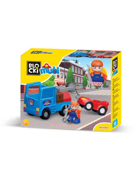 Blocki mubi, Masina de tractare, 15 piese,ROB-MU5002