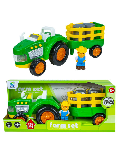 Tractor cu remorca + figurina fermier,ROB-500-763